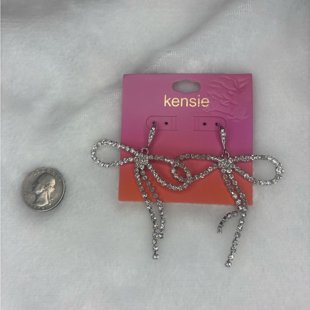 Kensie Sparkling Silver Bow Earrings